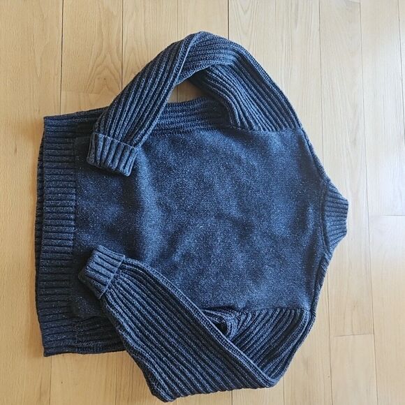 L.L. Bean Mens 1/4 Zip Cableknit Navy Fisherman’s Sweater Warm Size Large EUC - Picture 8 of 8